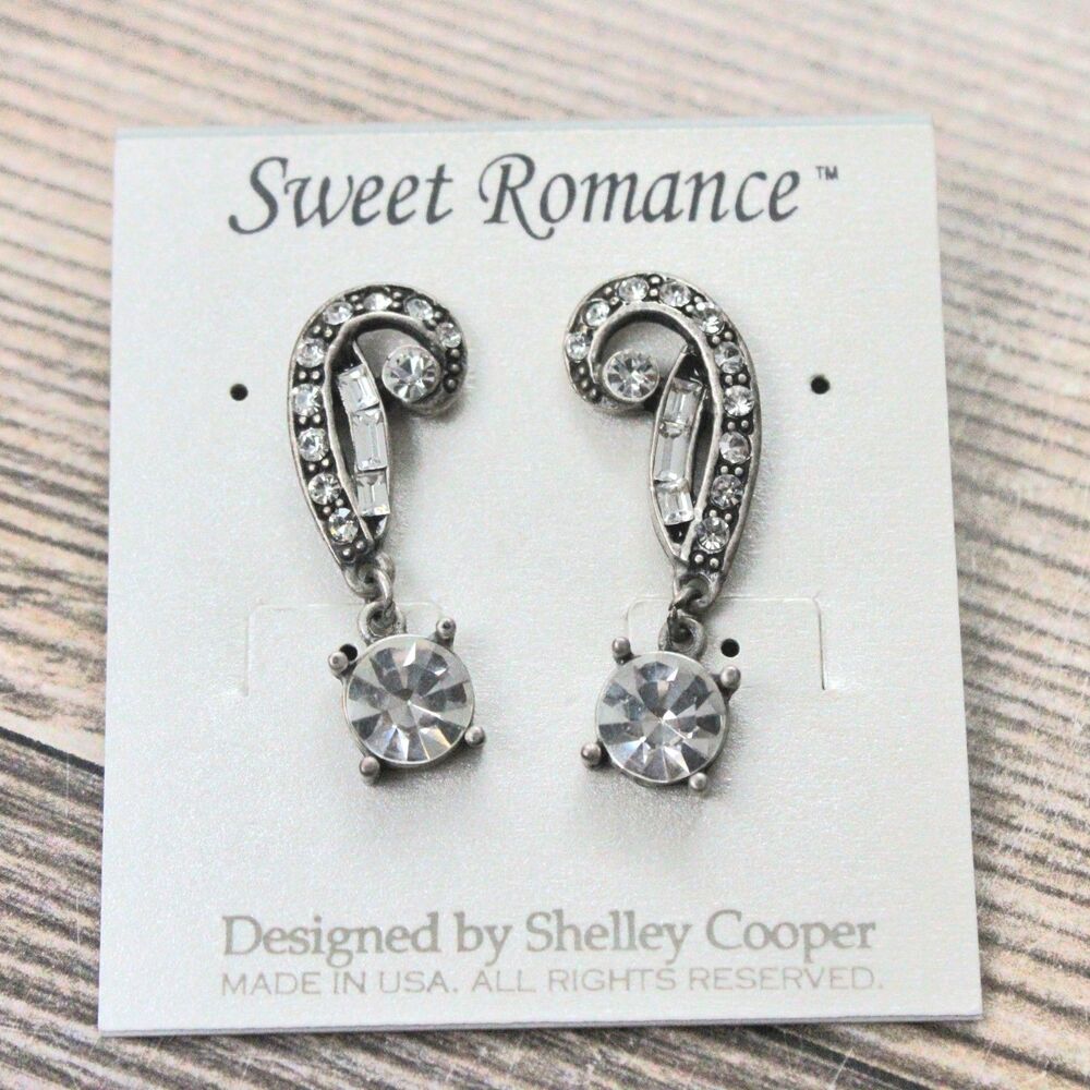 Sweet Romance By Shelley Copper Art Deco Vintage Hollywood Crystal Earrings NEW